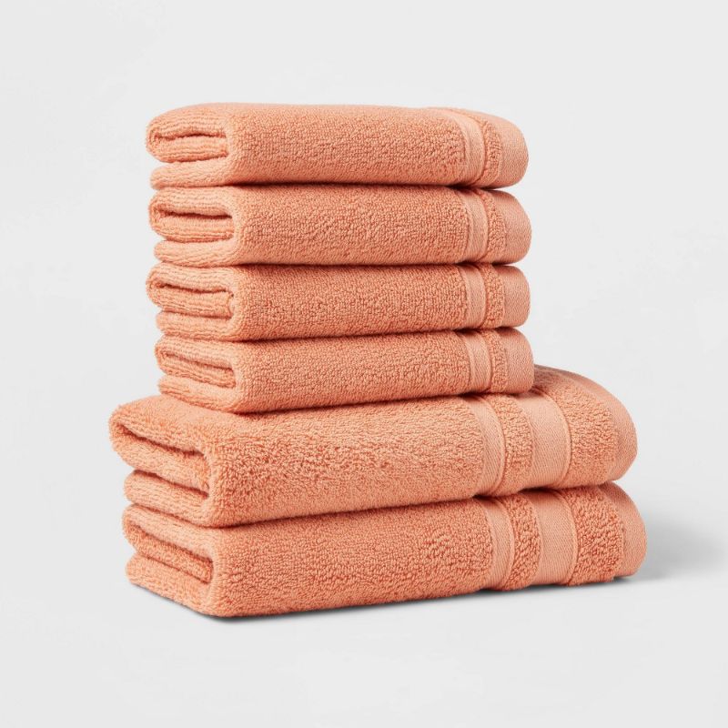 Photo 1 of 6pc Performance Bath Towel Set - Threshold - 2 Hand Towels 16 in x 28 in 4 Washcloths: 13 in x 13 in 