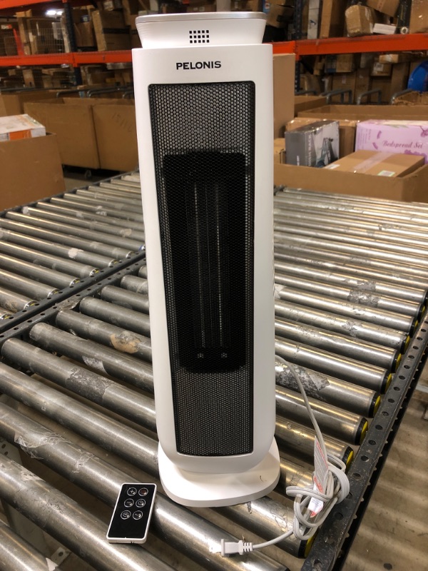 Photo 1 of PELONIS PHTPU1501 Ceramic Tower 1500W Indoor Space Heater with Oscillation, Remote Control, Programmable Thermostat & 8H Timer, ECO Mode, Tip-Over Switch & Overheating Protection, White PTC Heater White