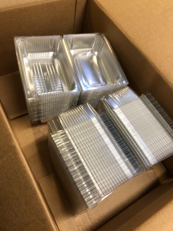 Photo 3 of 200 PCS Clear Plastic Rectangle Hinged Food Container,7.3" x 4.7" x 3.7" Clear Plastic Take Out Containers,Disposable Clamshell Food Containers for Sandwiches,Salads,Cake,Pasta,Pastry