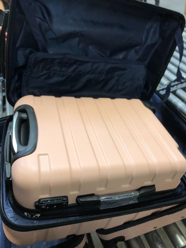 Photo 7 of COOLIFE Luggage 3 Piece Set Suitcase Spinner Hardshell Lightweight TSA Lock 4 Piece Set sakura pink