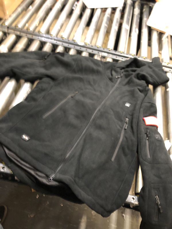 Photo 3 of DEWBU Heated Jacket Polar Fleece with 12V Battery Pack Soft Fleece Electric Heating Hoodie Men's Black X-Large
