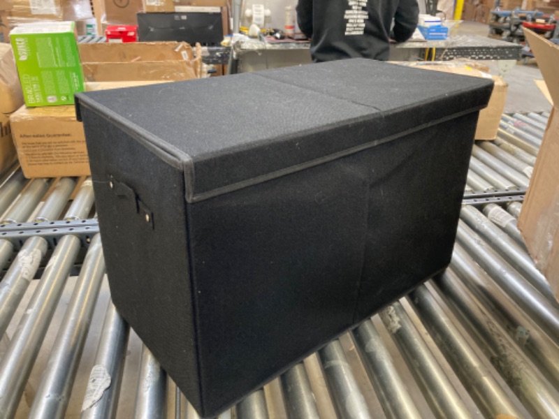 Photo 1 of popoly Large Toy Box Chest Storage with Flip-Top Lid, Collapsible Kids Storage Boxes Container Bins for Toys, Playroom Organizers, 25"x13" x16" (Linen Black)
