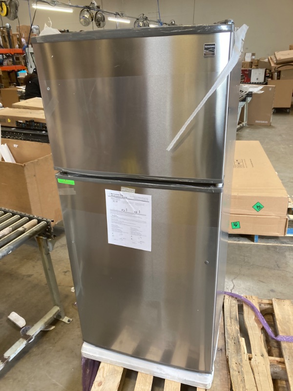 Photo 2 of Kenmore 30" Top-Freezer Refrigerator with Ice Maker and 18 Cubic Ft. Total Capacity, Stainless Steel MINOR DENT
