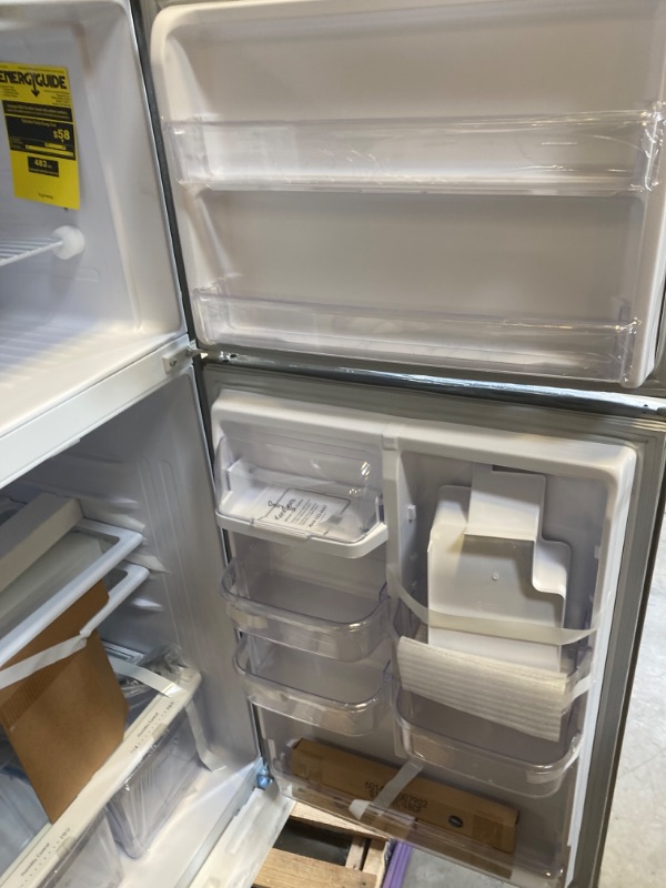 Photo 6 of Kenmore 30" Top-Freezer Refrigerator with Ice Maker and 18 Cubic Ft. Total Capacity, Stainless Steel MINOR DENT
