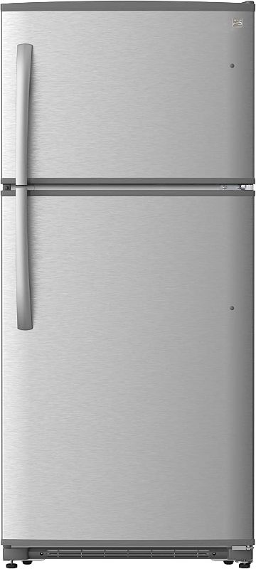 Photo 1 of Kenmore 30" Top-Freezer Refrigerator with Ice Maker and 18 Cubic Ft. Total Capacity, Stainless Steel MINOR DENT
