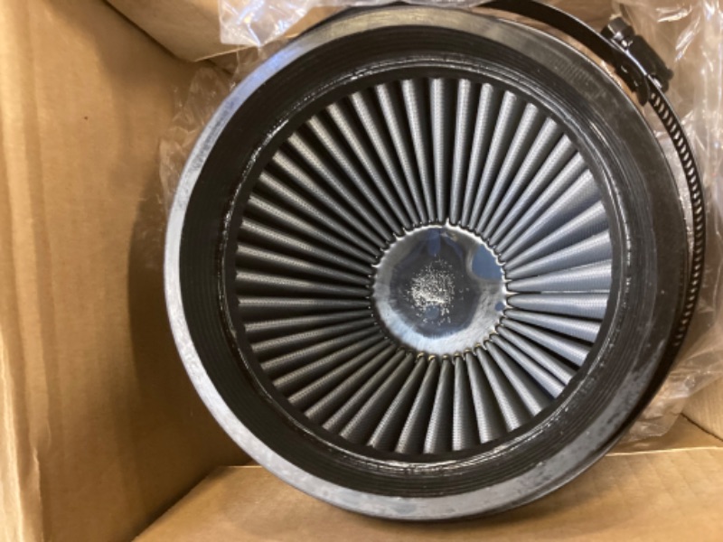 Photo 4 of K&N Universal Clamp-On Air Intake Filter: High Performance, Premium, Washable, Replacement Filter: Flange Diameter: 6 In, Filter Height: 6 In, Flange Length: 1 In, Shape: Round Tapered, RU-3102HBK