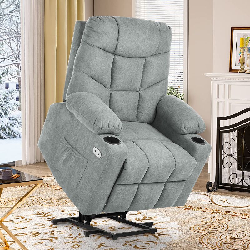 Photo 1 of **BOX 2 OF 2, REQUIRES OTHER BOX FOR COMPLETE ASSEMBLY.  YITAHOME Electric Power Lift Recliner Chair for Elderly, Fabric Recliner Chair with Massage and Heat, Spacious Seat, USB Ports, Cup Holders, Side Pockets, Remote Control (Grey)
