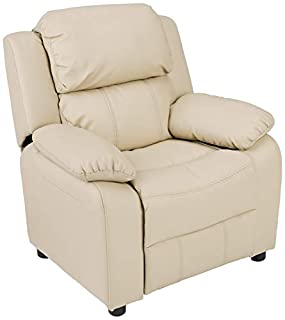 Photo 1 of Amazon Basics Faux Leather Kids/Youth Recliner with Armrest Storage, 3+ Age Group, Beige FACTORY SEALED