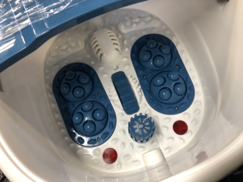 Photo 3 of Foot Bath Spa Massager with Heat Bubbles,Pedicure Spa Soaker 16 Motorized Shiatsu Roller Massage Feet, Frequency Conversion, Adjustable Time & Temperature, LED Display Touch-Key Blue