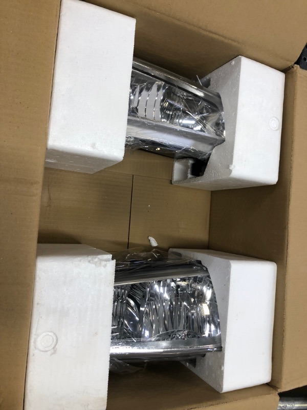 Photo 1 of AS Headlight Assembly for 2003-2006 Chevy Silverado Headlights 1500 2500 3500 Driver and Passenger Side Chrome-1
