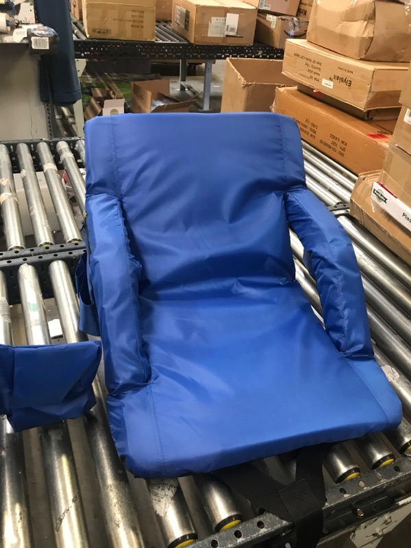 Photo 3 of Sportneer Stadium Seats for Bleachers, 2 Pack Bleacher Seats with Back Support 6 Reclining Positions, Portable Stadium Chairs with Thick Padded Cushion Armrests for Basketball Soccer Sport Events Blue Regular - 20.5"   ***LIKE NEW***