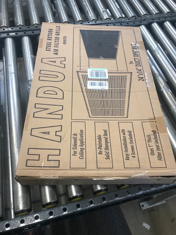 Photo 3 of 24"W x 14"H [Duct Opening Measurements] Steel Return Air Filter Grille [Removable Door] for 1-inch Filters | Vent Cover Grill, White | Outer Dimensions: 26 5/8"W X 16 5/8"H for 24x14 Duct Opening Duct Opening style: 24 Inchx14 Inch