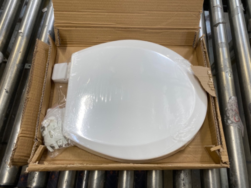 Photo 2 of AINAZHI White Wooden Toilet Seat, Fast and Secure installation, Non-slip Seat, Easy Clean,Standard for All American Round Toilets