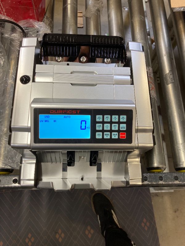 Photo 2 of Money Counter Machine, DURFICST Bill Counter with UV/MG/IR/DD Counterfeit Detection, with Value, Count, Add and Batch Modes - with Large LCD Display & Fast Counting Speed 1000 Bills/min- DOES NOT COUNT VALUE 