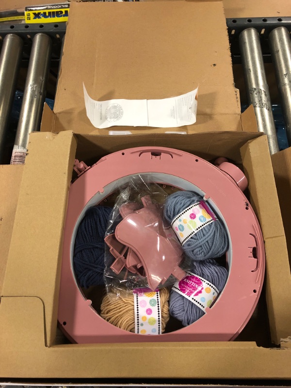 Photo 2 of 48 Needles Knitting Machines with Row Counter, Smart Knitting Round Loom for Adults/Kids, Knitting Board Rotating Double Knit Loom Machine Kits Pink White 48 Needles