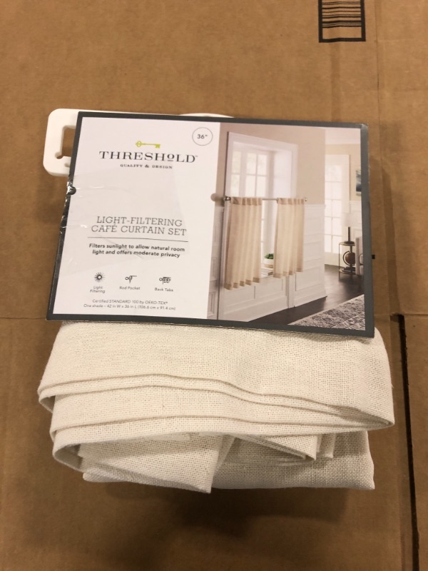 Photo 2 of 2pk 42&#34;x36&#34; Light Filtering Bonaire Curtain Tiers Beige - Threshold&#8482;