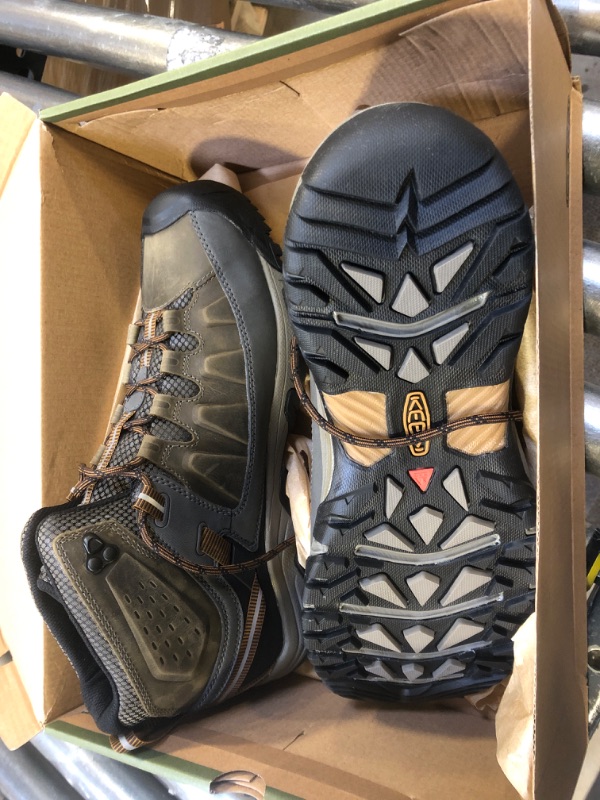 Photo 2 of KEEN Men's Targhee 3 Mid Height Waterproof Hiking Boots SIZE 12 Black Olive/Golden Brown