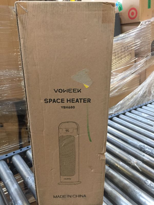 Photo 4 of 24" Space Heater, Voweek 1500W PTC Fast Heating Ceramic Heater for Office, Large Room, Indoor Use, Bedroom, Electric Heater with Thermostat, Remote, 3 Modes, ETL Certified, 12H Timer, 90° Oscillating Black