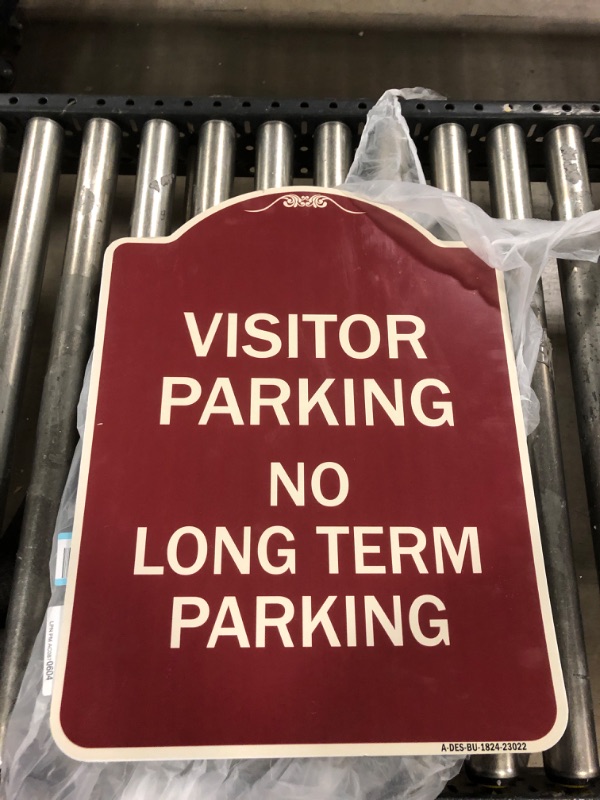 Photo 2 of SignMission Designer Series Sign - Reserved Parking Sign Visitor Parking No Long-Term Parking | Burgundy 18" x 24" Heavy-Gauge Aluminum Architectural Sign | Made in The USA