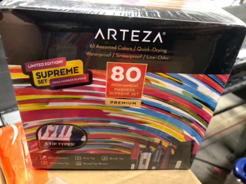 Photo 2 of ARTEZA Permanent Markers, Set of 80, 61 Assorted Colors Paint Pens, Waterproof, Crafts Supplies for Stone, Plastic, Glass, Wood, and Metal, Art Supplies for Calligraphy, Coloring------FACTORY SEALED
