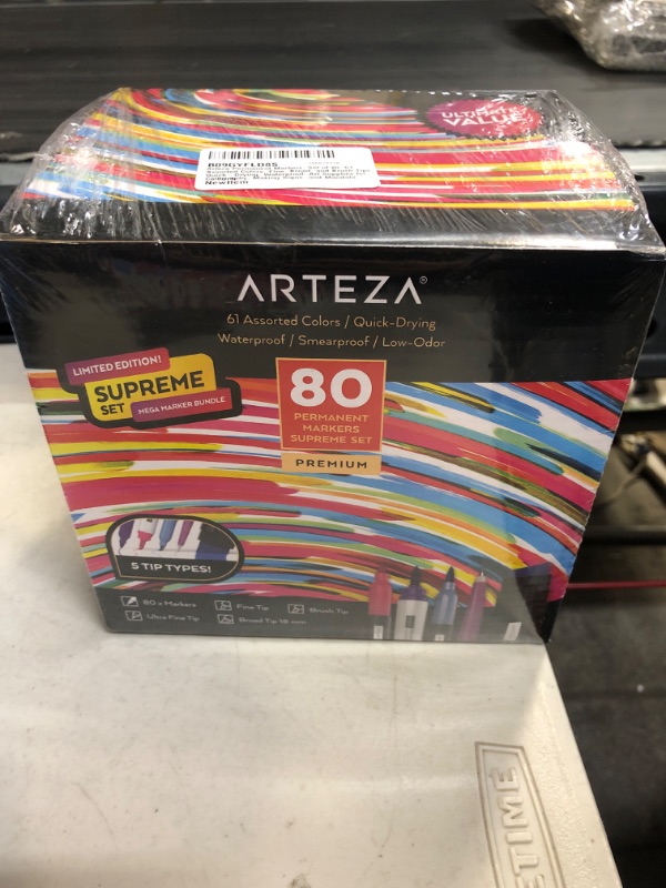 Photo 2 of ARTEZA Permanent Markers, Set of 80, 61 Assorted Colors Paint Pens, Waterproof, Crafts Supplies for Stone, Plastic, Glass, Wood, and Metal, Art Supplies for Calligraphy, Coloring------FACTORY SEALED
