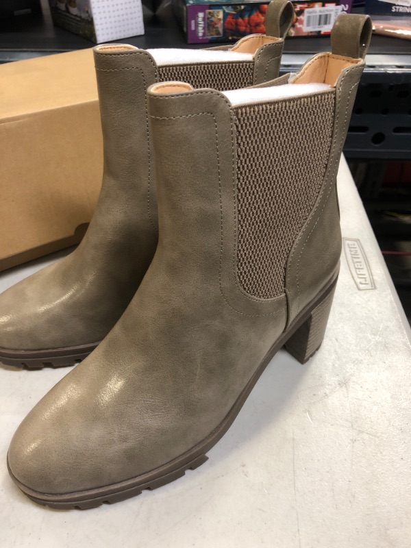 Photo 2 of 6.5-----PiePieBuy Womens Platform Ankle Boots Lug Sole Chelsea Chunky Block Stacked Heel Booties Elastic Combat Shoes 6.5 Khaki