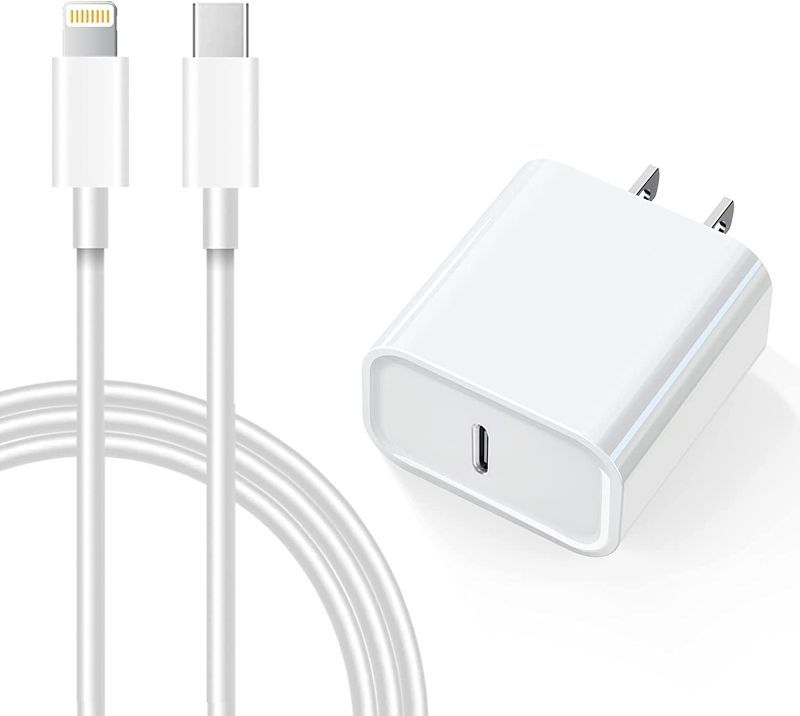 Photo 1 of iPhone 14 13 Fast Charger, [Apple MFi Certified] USB C Wall Charger Fast Charging 20W PD Adapter with 6FT Type-C to Lightning Cable Compatible with iPhone 14 13 12 Pro Max Mini 11 Xs XR X 8 and More  -- FACTORY SEALED --
