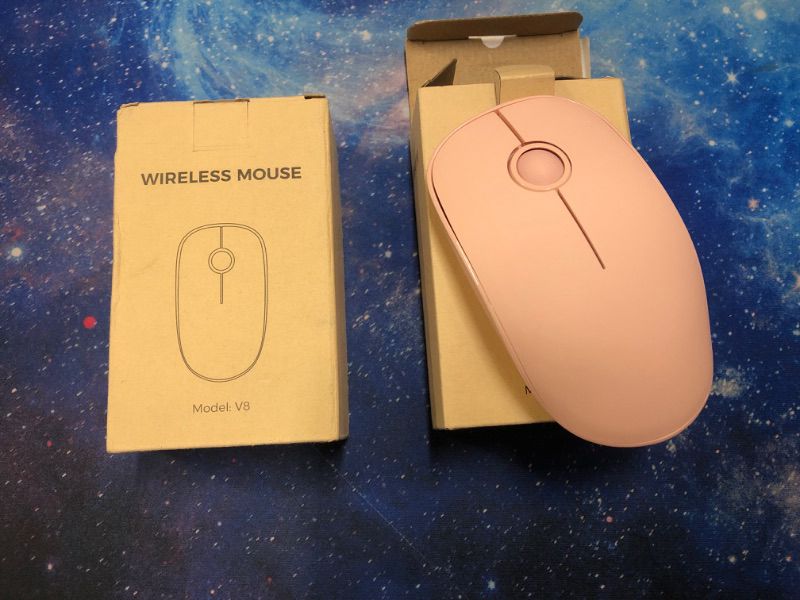 Photo 2 of Wireless Mouse, Vssoplor 2.4G Slim Portable Computer Mice with Nano Receiver for Notebook, PC, Laptop, Computer (Pure Pink)  --2 COUNT --
