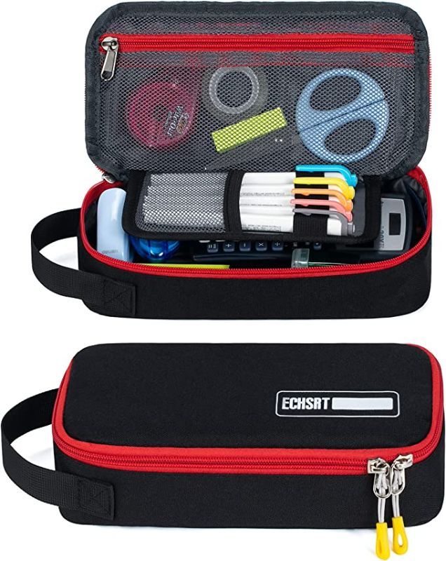 Photo 1 of ECHSRT Large Pencil Case, Durable Pen Pouch with Big Capacity, Minimalist Portable Stationery Bag with Handle for Middle High College School & Office Organizer  -- FACTORY SEALED --
