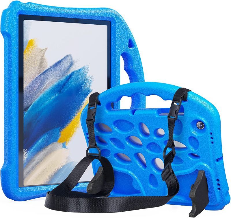 Photo 1 of Ztotop Kids Case for Samsung Galaxy Tab A8 10.5 Inch(SM-X200/SM-X205/SM-X207), Shockproof Rugged Protective Cover with Handle Stand & Shoulder Strap for 10.5" Tablet A8 2022 for Kids Children, Blue  -- 2 COUNT --
