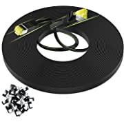 Photo 1 of 2pack   AoforzTech Black 100 FT Ethernet Cable,Cat 6 High Speed Flat Network Solid Patch Cord,Long Computer Internet LAN Cable Rj45 Connectors,Cable Clips - 100 Feet