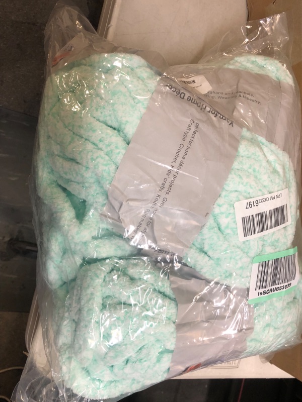 Photo 2 of 4 Pack Bulky Chunky Arm Knitting Yarn Big Yarn ,Super Softee Thick Fluffy Jumbo Chenille Polyester Yarn for Blanket Pillows Home Décor DIY (Baby Mint, 4 skeins / 2 lbs) Baby Mint 4 skeins / 2 lbs