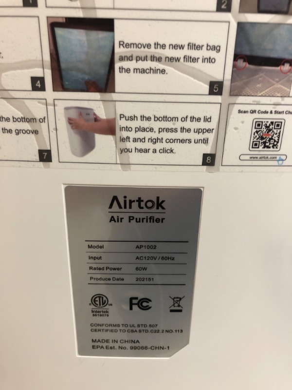 Photo 5 of AIRTOK Hepa Air Purifiers for Home Large Room up to 1100 ft² H13 True Filter 100% Ozone Free Air Cleaner for Smokers, Pet, Remove 99.99%Allergens, Dust, Odor, Smoke, Pollen (Available for California)