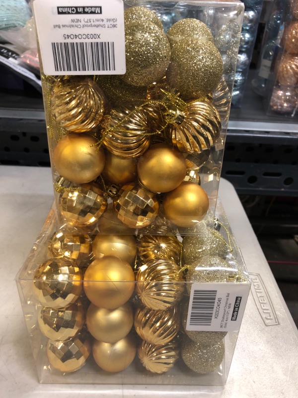 Photo 2 of 2Pack   40mm/1.57" Gold Christmas Balls 36pcs Christmas Tree Ornaments Set for Xmas Tree Holiday Party Wreath Garland Decoration Ornaments