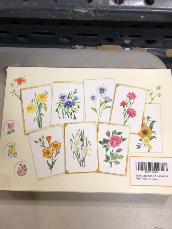 Photo 3 of 40 Gold Foil Frame Flower Cards Watercolor Floral Blank Greeting Cards All Occasion Note Cards with Envelopes and Stickers------FACTORY SEALED
