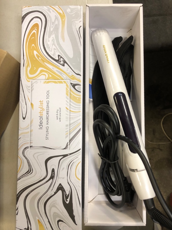 Photo 2 of AYOJA QWAET Flat Iron-Hair Straightener and Curler 2 in 1-Professional Iron for Hair-Tourmaline Ceramic,Titanium Hair Straightener,Suitable All Types of Hair, 12 S Fast Heating,LCD 328-450?, Gold