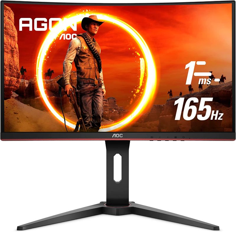 Photo 1 of AOC C24G1A 24" Curved Frameless Gaming Monitor, FHD 1920x1080, 1500R, VA, 1ms MPRT, 165Hz (144Hz supported), FreeSync Premium, Height adjustable Black
