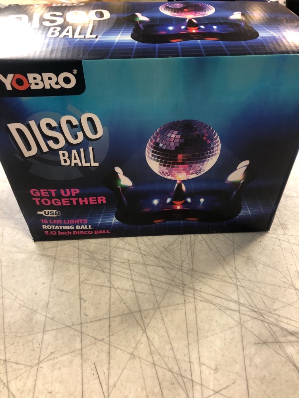 Photo 2 of YOBRO Disco Ball Light, Strobe Light for Parties,Light up Disco Ball Lights with Friends, Mini Disco Ball Lamps for Indoor Use?Rotating Disco Mirror Balls,Multi-Color LED Lamp for Home Decor Black-Single Ball