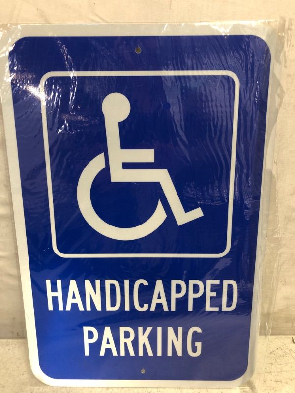 Photo 1 of Handicap Parking Sign, 18"x 12" Large Handicapped Sign, Aluminum Reflective Sign Rust Free Aluminum-UV Protected and Weatherproof