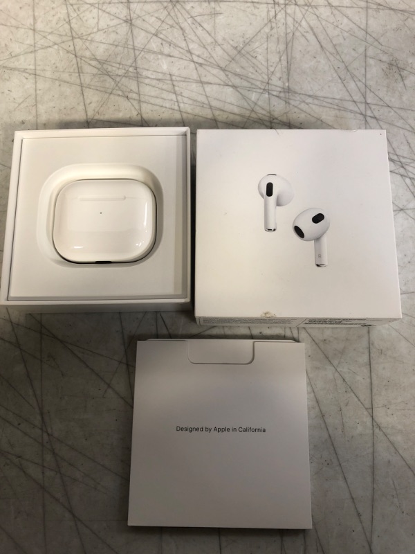 Photo 2 of Apple AirPods (3rd Generation) Wireless Earbuds with MagSafe Charging Case. Spatial Audio, Sweat and Water Resistant, Up to 30 Hours of Battery Life. Bluetooth Headphones for iPhone -- BRAND NEW 