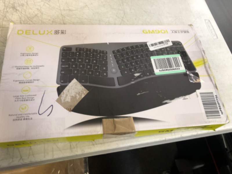 Photo 5 of DeLUX Wired Ergonomic Split Keyboard with Wrist Rest, [Standard Ergo] Keyboard Series with 2 USB Passthrough, Natural Typing Reducing Hand Pressure, 107 Keys for Windows and Mac OS (GM901U-Black)