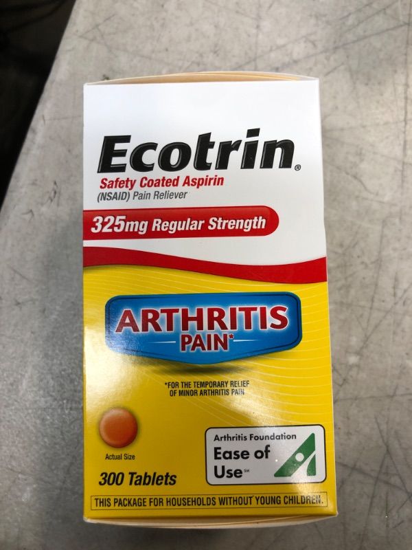 Photo 3 of Ecotrin Regular Strength Safety Coated Aspirin Arthritis Pain 300 Tablets