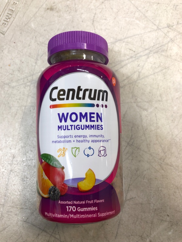 Photo 2 of Centrum MultiGummies Gummy Multivitamin for Women, Multivitamin/Multimineral Supplement with Vitamin D3, B Vitamins and Antioxidants, Assorted Fruit Flavor - 170 Count 170 Count (Pack of 1)