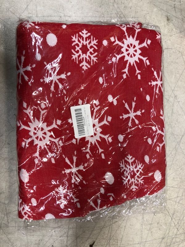 Photo 2 of 48 Inch Red Christmas Tree Skirt with Snowflakes, Traditional Christmas Tree Mat Double Layers for Xmas Party Decoration Layers Tree Tree Skirt