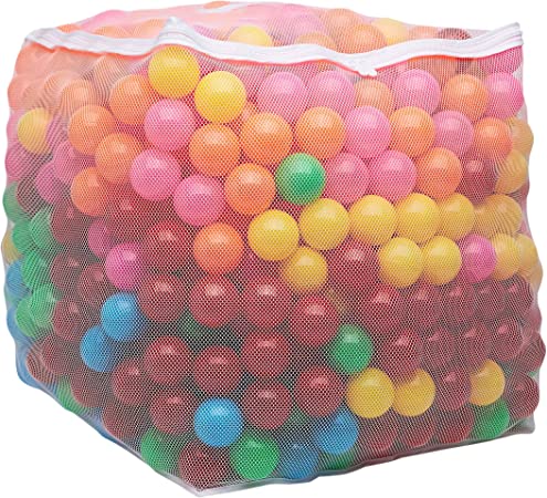 Photo 1 of Amazon Basics BPA Free Crush-Proof Plastic Pit Balls with Storage Bag, Toddlers Kids 12+ Months, 6 Bright Colors - Pack of 1000
