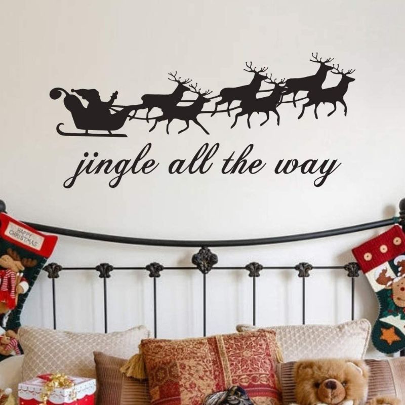 Photo 1 of MoharWall Christmas Wall Decor Window Cling Decals Santa Claus Elk Stickers Painting Living Room Cute Winter Vinyl Art Quotes Decoration Jingle All The Way