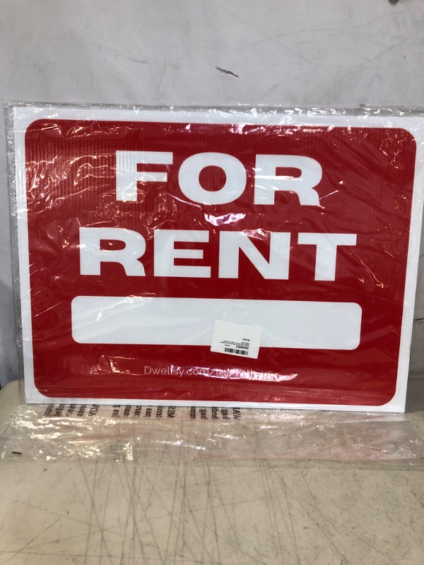 Photo 2 of 18 inch x 24 inch For Rent Sign with Metal H Stake & FREE Online Listing on Dwellsy, Classic Red