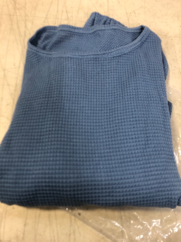 Photo 2 of GAMISOTE Women's Waffle Knit Long Sleeve Tops Oversized Plain Crop Pullover Sweaters X-Large Blue