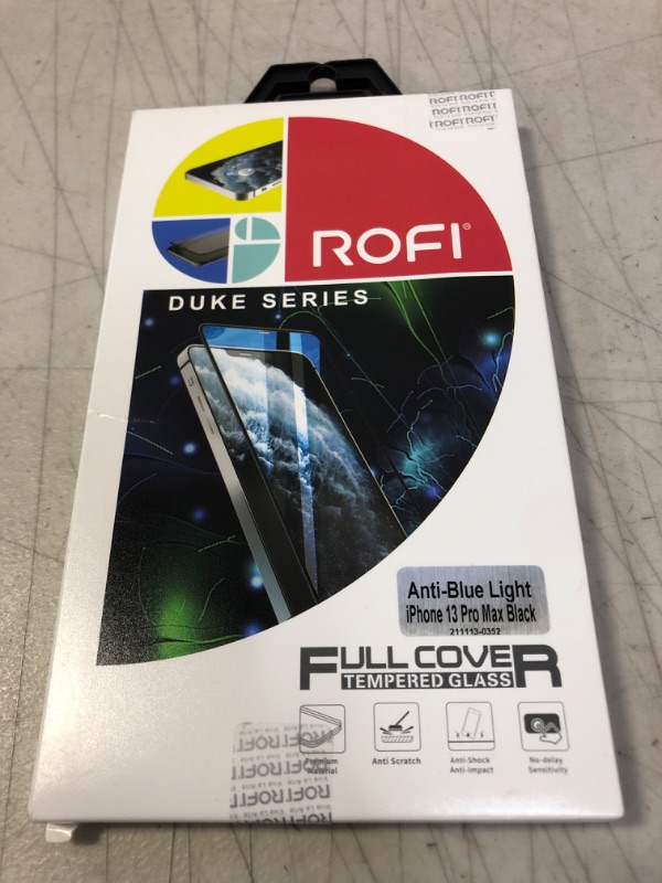 Photo 2 of RF ROFI Blue Light Screen Protector Universal Compatible with iPhone14 Plus/13 Pro Max in 6.7 Inch Eye Protection Full Coverage Tempered Glass 9H hardness Shatterproof Protective Film