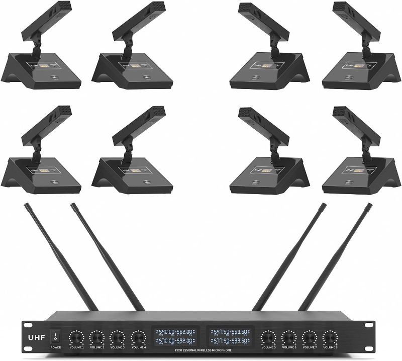 Photo 1 of 
XTUGA YT8 UHF 8 Channels Desktop Gooseneck Microphone System Conference Mics Super-Low Background Noise for Large Conferences, Public Speaking